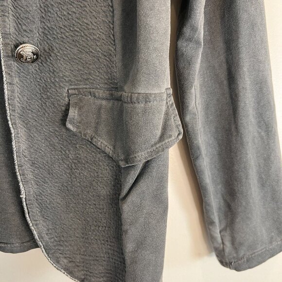 Tempo Paris Gray Cotton Open Front Jacket Silver Detail and Buttons S - Picture 3 of 13